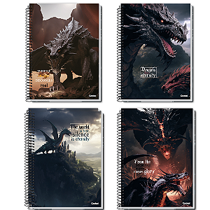 Caderno Espiral Capa Dura Aventura Com Dragões 80 Folhas Credeal