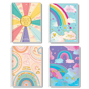 Caderno Espiral Capa Dura Arco-Iris 80 Folhas Credeal