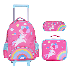 Kit Mochila De Rodinhas Lancheira E Estojo Unicórnio YS42489 Yins Paper
