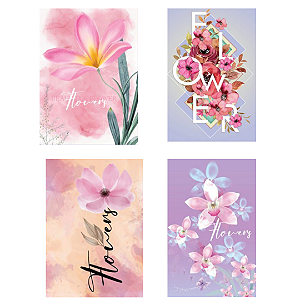 Caderno Brochura Capa Dura Flowers  80 Folhas Maxima