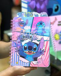 Caderno Espiral Capa Plástica Pequeno Holográfica Stitch