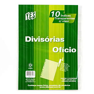 Divisória Para Fichario Transparente Com 10 Unidades Yes