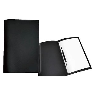 Pasta Grampo Trilho Plástico Oficio Preto Fosco Polibrás