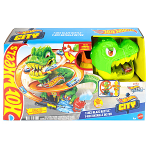 Pista Hot Wheels City Nemesis T-Rex + Quartel De Bombeiro JBM73 Mattel