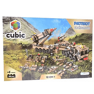 Blocos De Montar Cubic Exercito Patriot 12 Em 1 555 Peças BR1096 Multilaser