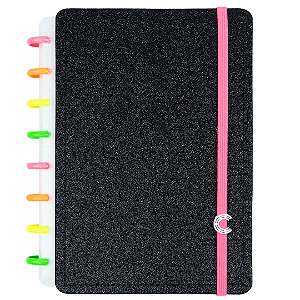Caderno Lets Glitter Neon Black Grande CIGD4145 Caderno Inteligente