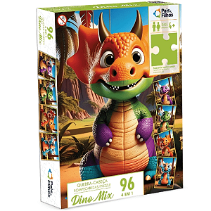Quebra Cabeça Dino Mix 4 Em 1 96 Peças Pais E Filhos