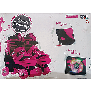 Patins Roller Ajustavel Com Luz Rosa E Azul 34 Ao 38 PLU24160-FMRA Unik