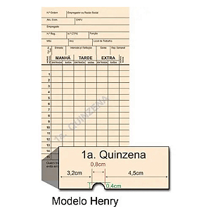Cartão de Ponto Palha Henry Com CNPJ 1120 Tamoio