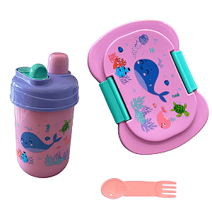 Marmita Lancheira Infantil Com Copo Baleia MCC25034-B Unik
