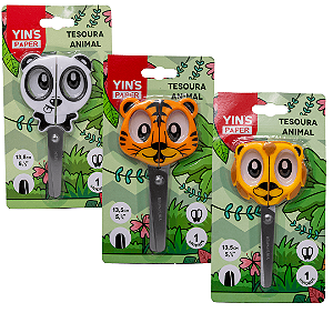 Tesoura Escolar 13cm Animais YP8250 Yins Paper