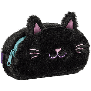 Estojo Médio Pelúcia Purrfect Cat Preto Tilibra