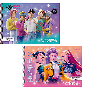 Caderno De Desenho Espiral Capa Dura Guerreiras Do K-Pop 80 Folhas Tilibra