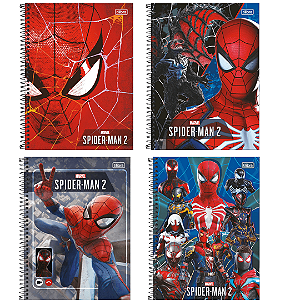 Caderno Espiral Capa Dura Connect Spider Man Game 80 Folhas Tilibra