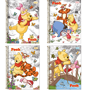Caderno Espiral Capa Dura Connect Pooh Core 80 Folhas Tilibra