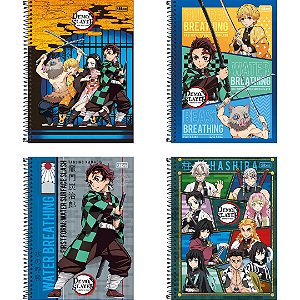 Caderno Espiral Capa Dura Demon Slayer 80 Folhas Tilibra