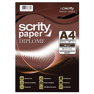 Papel Kraft Natural Diplome A4 180g/m² Com 50 Folhas SP052.06 Scrity