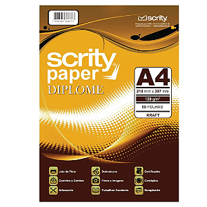 Papel Kraft Natural Diplome A4 120g/m² Com 50 Folhas SP051.06 Scrity