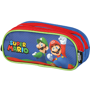 Estojo Triplo Mario Bros Azul EI42545MO-AZ Luxcel