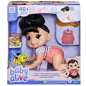 Boneca Baby Alive Engatinha E Brinca Katie Morena F9710 Hasbro