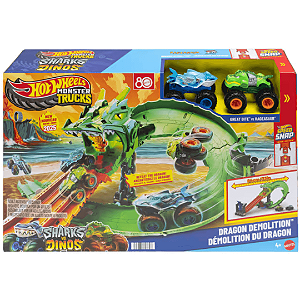 Pista Hot Wheels Monster Trucks Destruição Do Dragão JFR06 Mattel