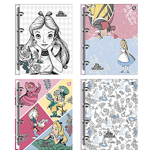 Caderno Argolado Colegial Alice No Pais Das Maravilhas 160 Folhas Animativa