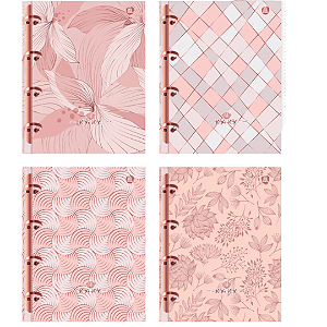 Caderno Argolado Colegial Rosa Rose 160 Folhas Animativa