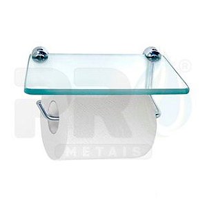 Papeleira Porta Papel Higiênico Com Prateleira Vidro Para Celular ou Decoração