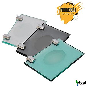 Kit 02 Un de Saboneteira Quadrada de Parede Luxo De Vidro 8mm Para Banheiro Incolor
