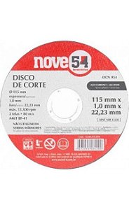 Disco De Corte 115 Mm X 1,0 Mm X 22,23 Mm, Dcn 954, Nove54 12.40.412.010