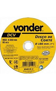 Disco Corte 180mm X 1,6mm X 22,23 Mm Dcv Vonder12.40.700.160