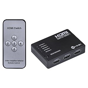 Switch Hdmi 5 Entradas 1 Saída 1.3v Com Suporte 3d E 1080p - Swh5-1