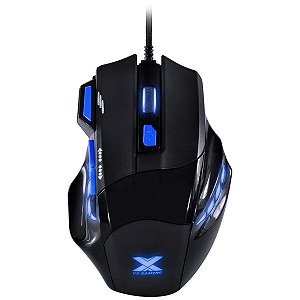 Mouse Gamer Vx Gaming Black Widow 2400 Dpi Ajustavel E 06 Botões Preto Com Azul Usb - Gm104