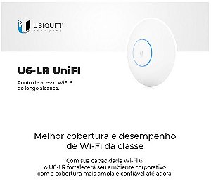 Access Point Indoor Ubiquiti U6-LR Unifi AP AC 4X4 WIFI 6 2.4/5.0GHZ 3GBPS LONGO ALCANCE