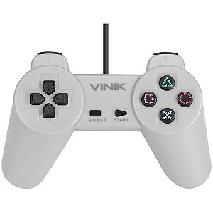 Controle Pc Usb Ps1/playstation 1 Cinza - Retrô - Vinik Play 1 Cinza