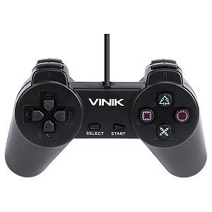 Controle Pc Usb Ps1/playstation 1 Preto - Retrô - Vinik Play 1 Preto