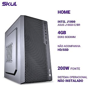 Computador Home H100 Intel J1800 Asus J1800i-c/br Mem 4gb Ddr3 Sem Hd/ssd 1x Serial Fonte 200w