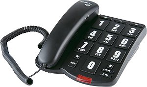 Telefone C/ Fio Tok Fácil  Preto Teclas Grandes 4000034