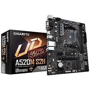 Placa-mãe Gigabyte A520m S2h, Micro Atx, Soquete Am4, 2xddr4 32gb, 1x D-sub, 1x Dvi-d, 1x Hdmi, 4x Usb 3.2, 2x Usb 2.0