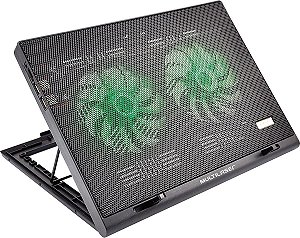 Cooler Para Notebook Warrior Power Gamer Led Verde Luminoso - Ac267