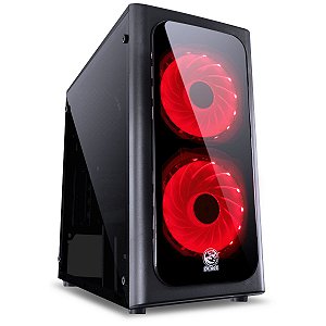 Gabinete Gamer Venus Preto - Lateral Acrilico - 2 Fans Led Vermelho - Pcyes - Venptvm2fca