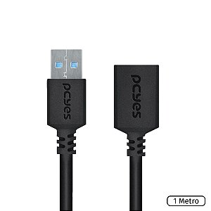 Cabo Extensor Usb A 3.0 Macho Para Usb A 3.0 Fêmea 28awg Puro Cobre  1 Metro - Puamf3-1