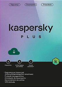 Antivírus Kaspersky Plus BR 5-Dvc 1Y ESD KL1042KDEFS
