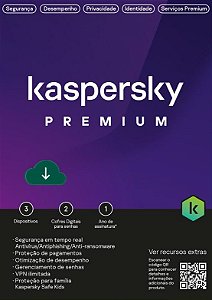 Antivírus Kaspersky Premium 3-Dvc 2- 1Y ESD KL1047KDCFS