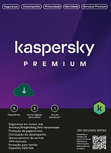 Antivírus Kaspersky Premium  5-Dvc 3- 1Y ESD KL1047KDEFS - KL1047KDEFS