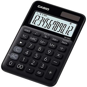 Calculadora De Mesa 12 Dígitos Com Cálculo De Horas E Big Display Ms-20uc-bk-n-dc Preta
