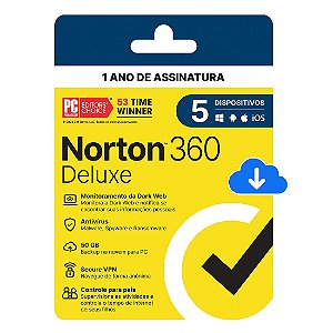 Antivírus Norton 360 Deluxe - 5 dispositivos 12 Meses ESD - 21405567