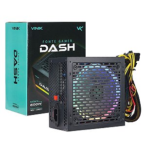 Fonte Gamer Dash 600w Preto Com Fan Led Rgb - Vfg600wpr [F018]