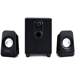 Caixas De Som 2.1 Com Subwoofer 20w Rms - Conexão P2 - Controle De Volume E Graves Bivolt Preto - Sp377 [F018]