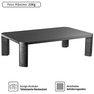 Suporte Para Monitor Regulagem De Altura Modular 17" 32" Plmsm01p - Base De Madeira [F018]